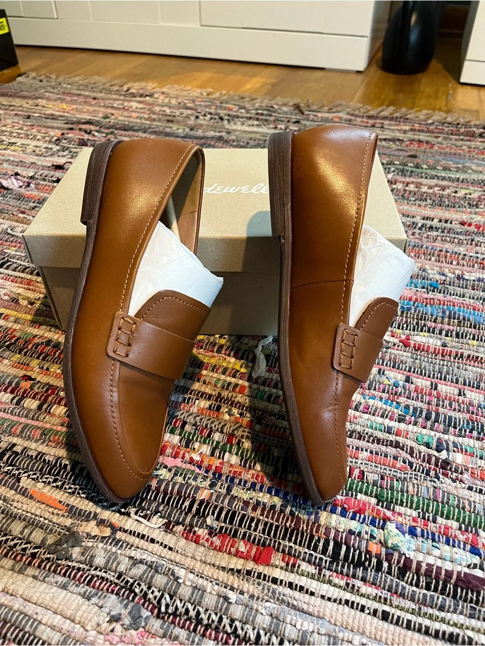 Madewell Tan Leather Penny Loafers